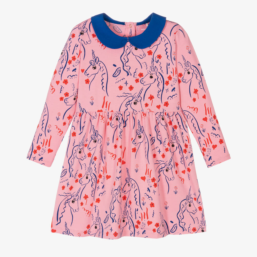 Mini Rodini - Robe rose en coton à licornes fille | Childrensalon