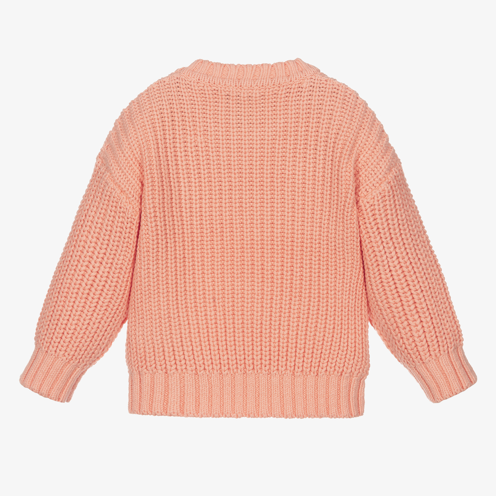 Mini Rodini Girls Pink Cotton Knit Sweater Childrensalon Outlet