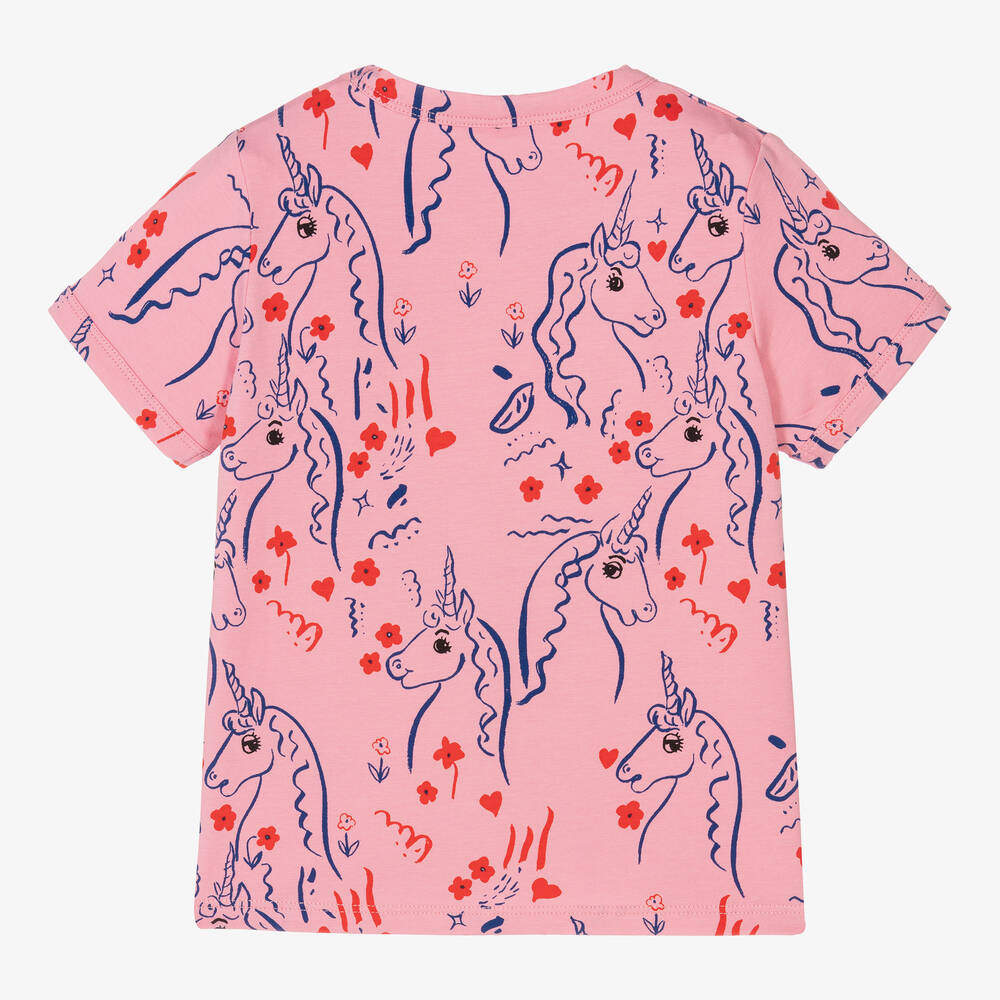 Mini Rodini-Girls Pink Cotton Unicorn T-Shirt | Childrensalon Outlet