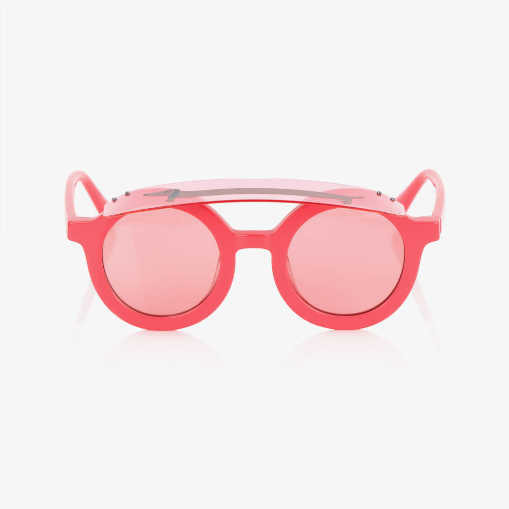 Mini Rodini-Girls Pink Dog Print Round Visor Sunglasses | Childrensalon Outlet