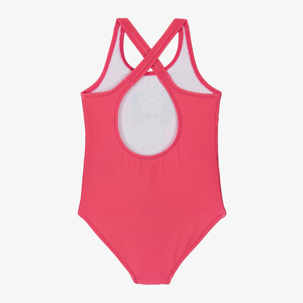 Mini Rodini-Girls Pink Dog Print Swimsuit (UPF50+) | Childrensalon Outlet