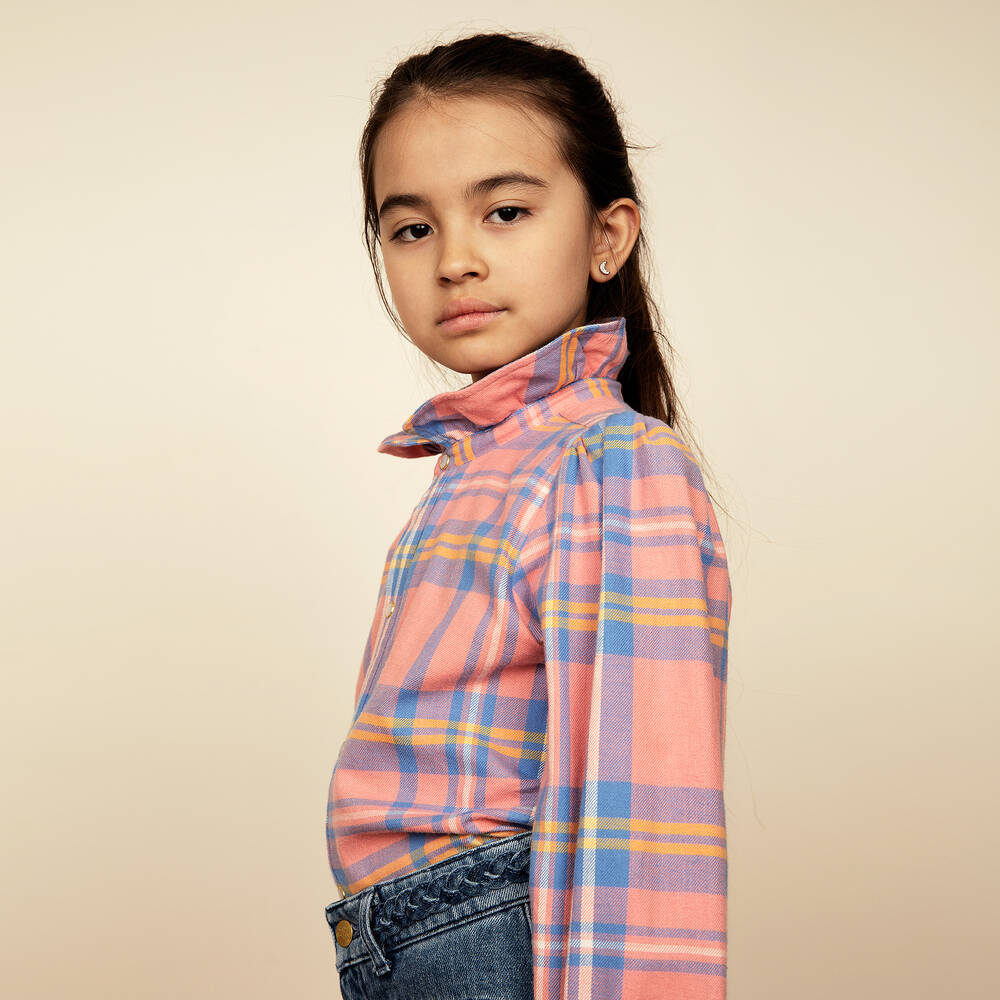 Mini Rodini-Girls Pink Flannel Blouse | Childrensalon Outlet