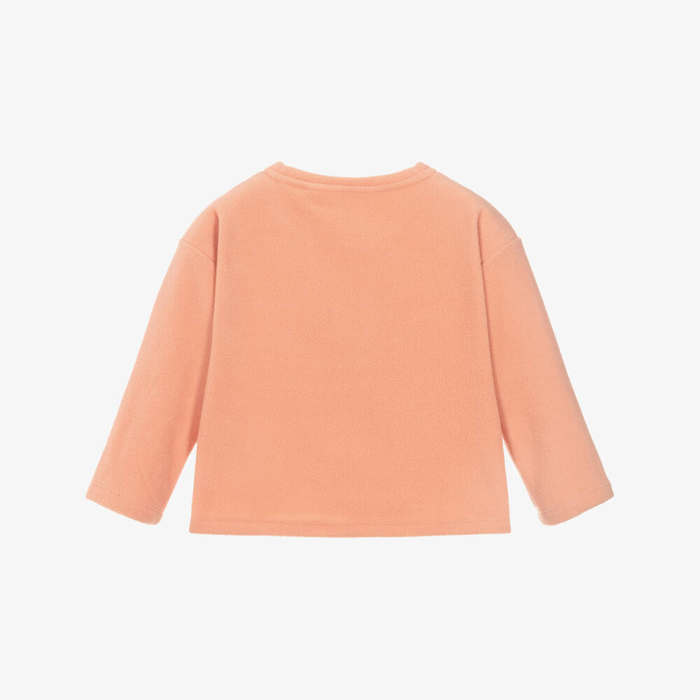 Mini Rodini-Girls Pink Fleece Top with Flower Motif | Childrensalon Outlet