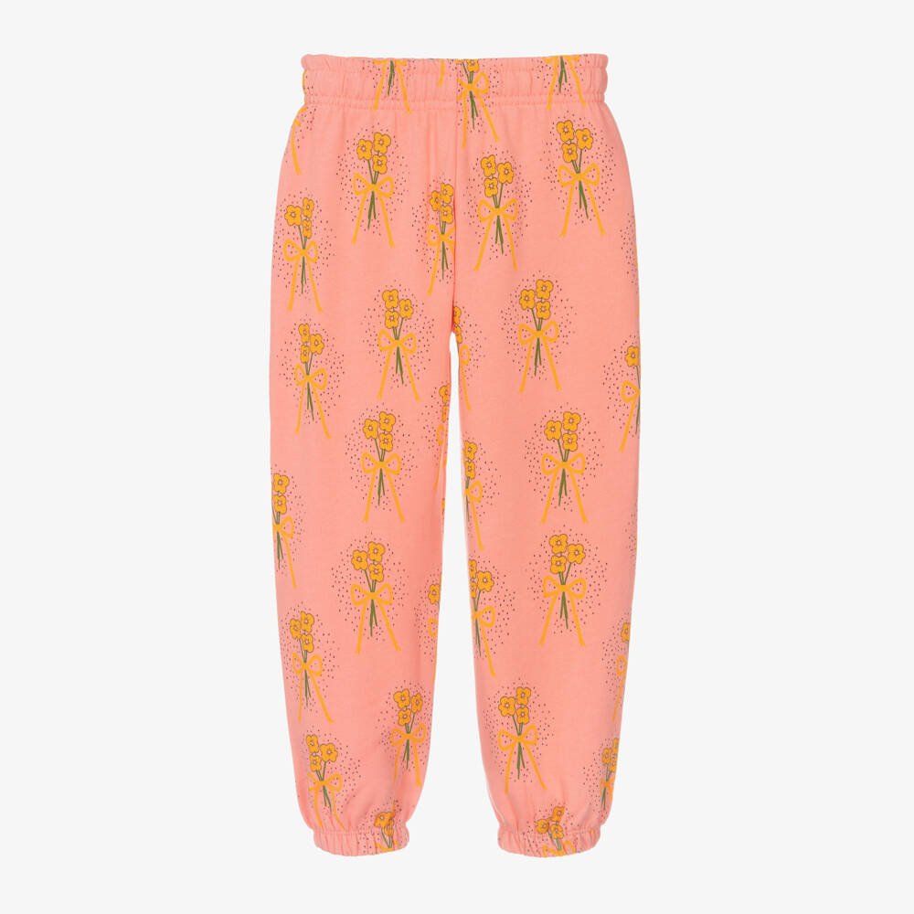 Mini Rodini-Girls Pink Floral Cotton Joggers | Childrensalon Outlet