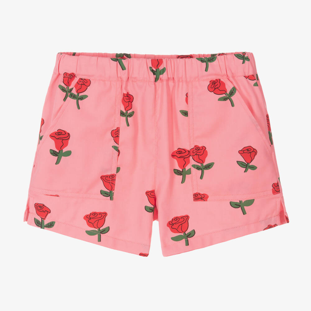 Mini Rodini-Розовые хлопковые шорты с цветочным узором для девочек | Childrensalon Outlet