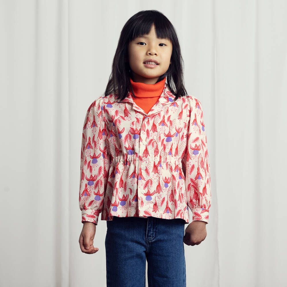 Mini Rodini-Girls Pink Floral Lyocell Shirt | Childrensalon Outlet