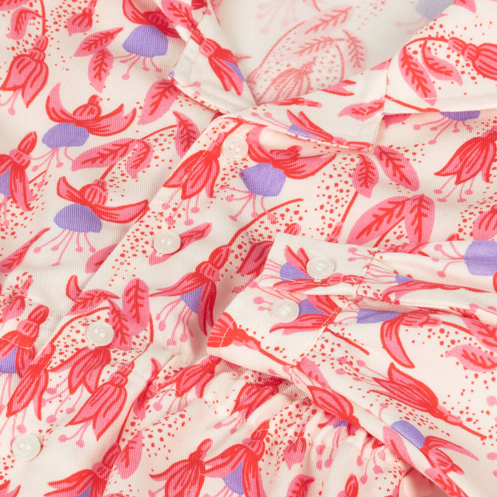 Mini Rodini-Girls Pink Floral Lyocell Shirt | Childrensalon Outlet