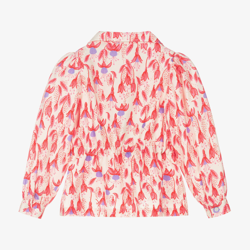 Mini Rodini-Girls Pink Floral Lyocell Shirt | Childrensalon Outlet
