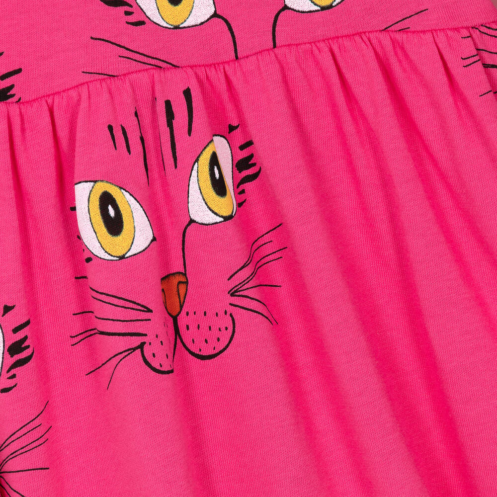 Mini Rodini-Розовое хлопковое платье с котами | Childrensalon Outlet