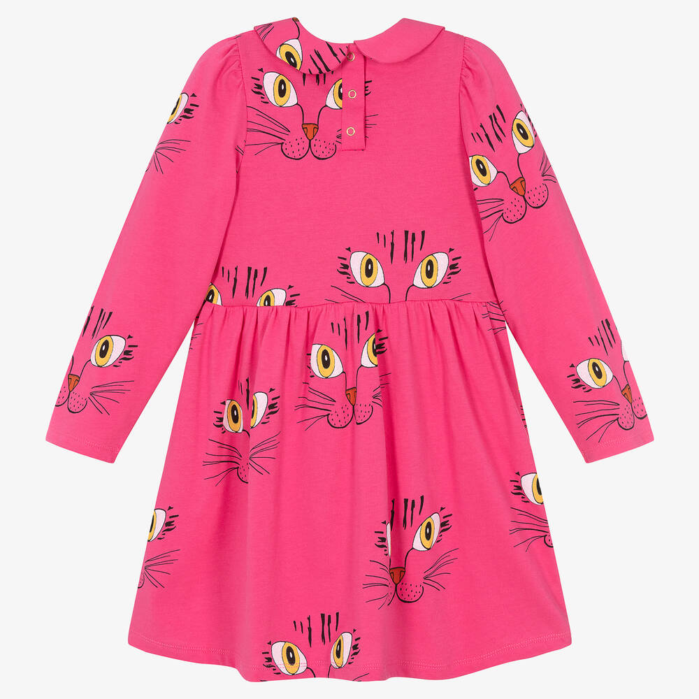Mini Rodini-Розовое хлопковое платье с котами | Childrensalon Outlet
