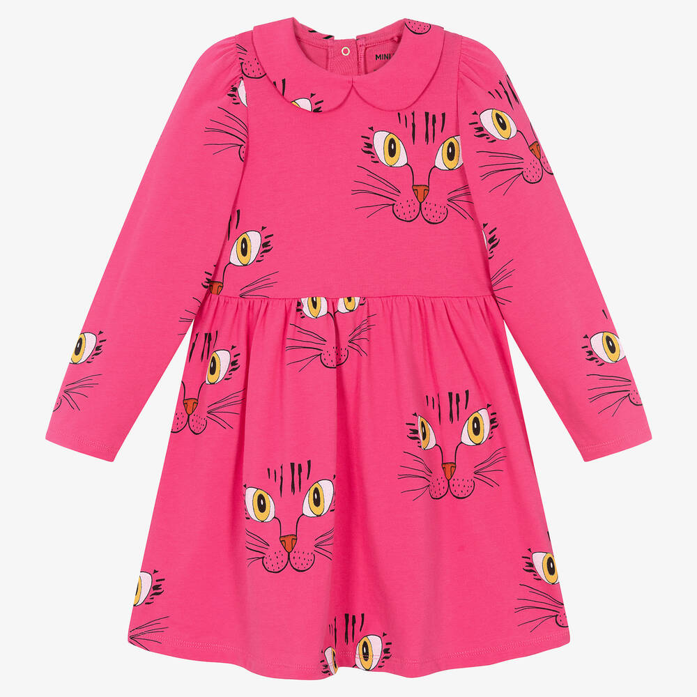 Mini Rodini - Robe rose en coton bio chats | Childrensalon