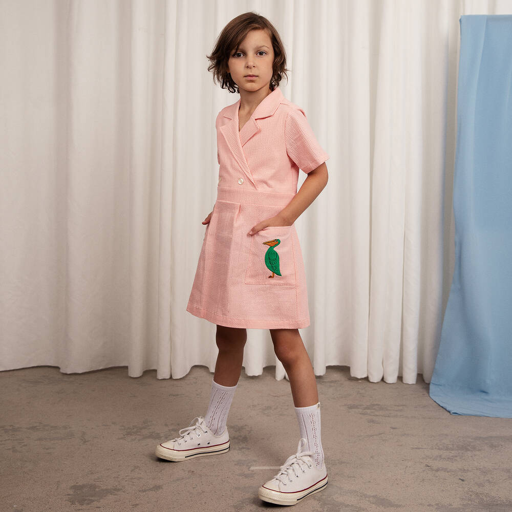 Mini Rodini-Girls Pink Organic Cotton Pelican Dress | Childrensalon Outlet
