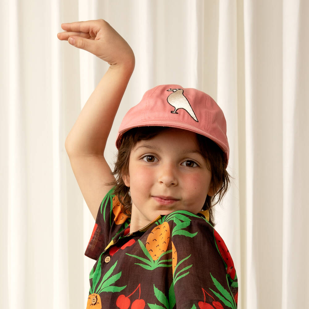 Mini Rodini-كاب قطن عضوي كانفاس لون زهري للبنات | Childrensalon Outlet