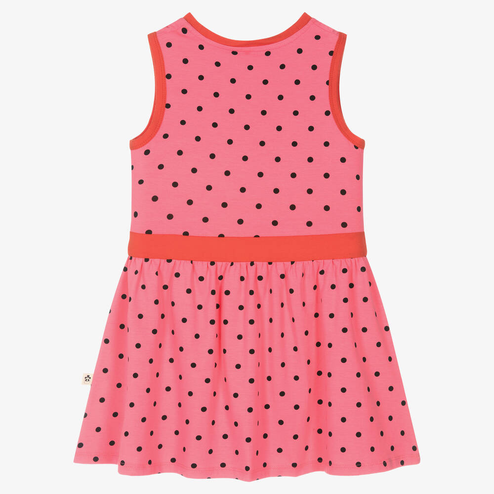 Mini Rodini-Girls Pink Organic Cotton Polka Dot Dress | Childrensalon Outlet