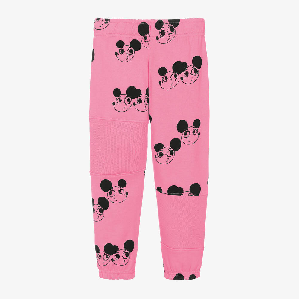 Mini Rodini-Girls Pink Organic Cotton Ritzratz Joggers | Childrensalon Outlet