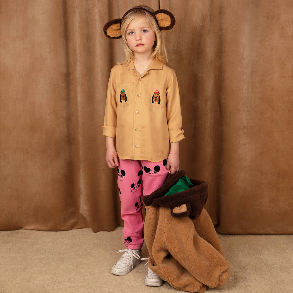 Mini Rodini-Girls Pink Organic Cotton Ritzratz Joggers | Childrensalon Outlet