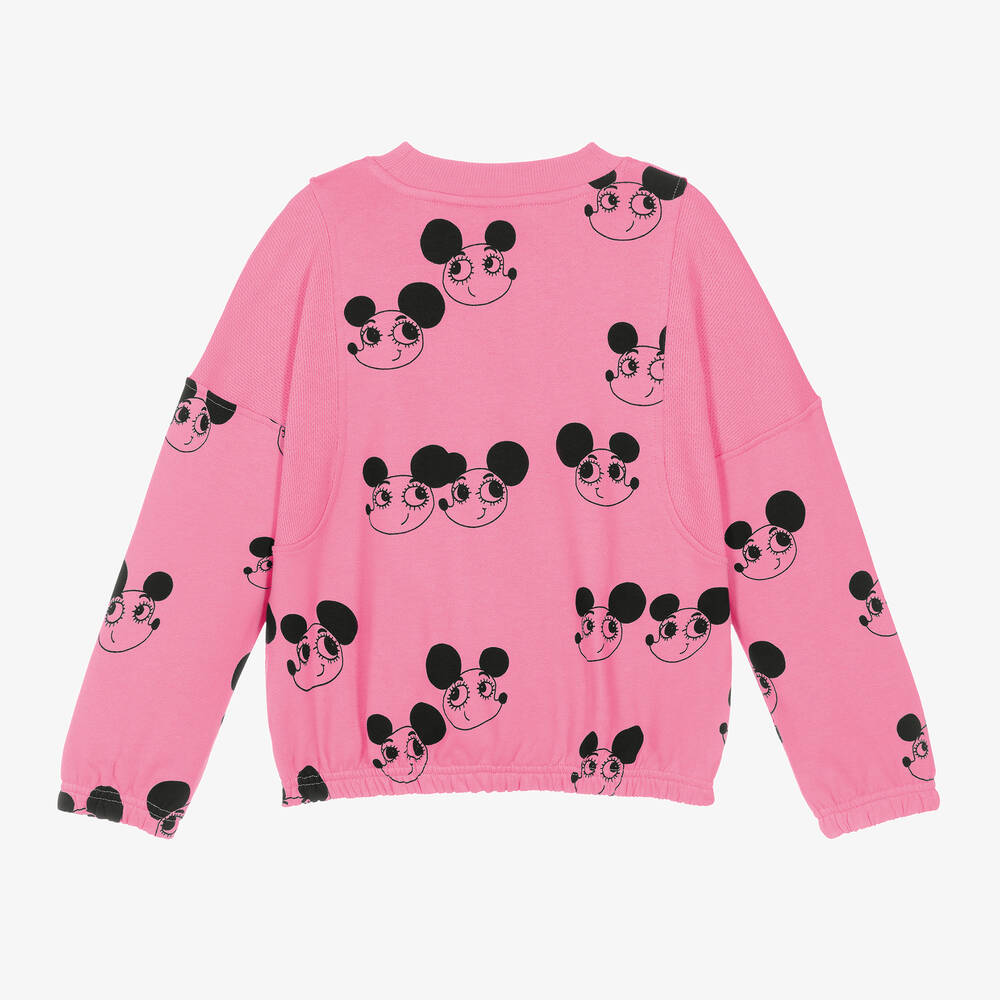 Mini Rodini-Girls Pink Organic Cotton Ritzratz Sweatshirt | Childrensalon Outlet