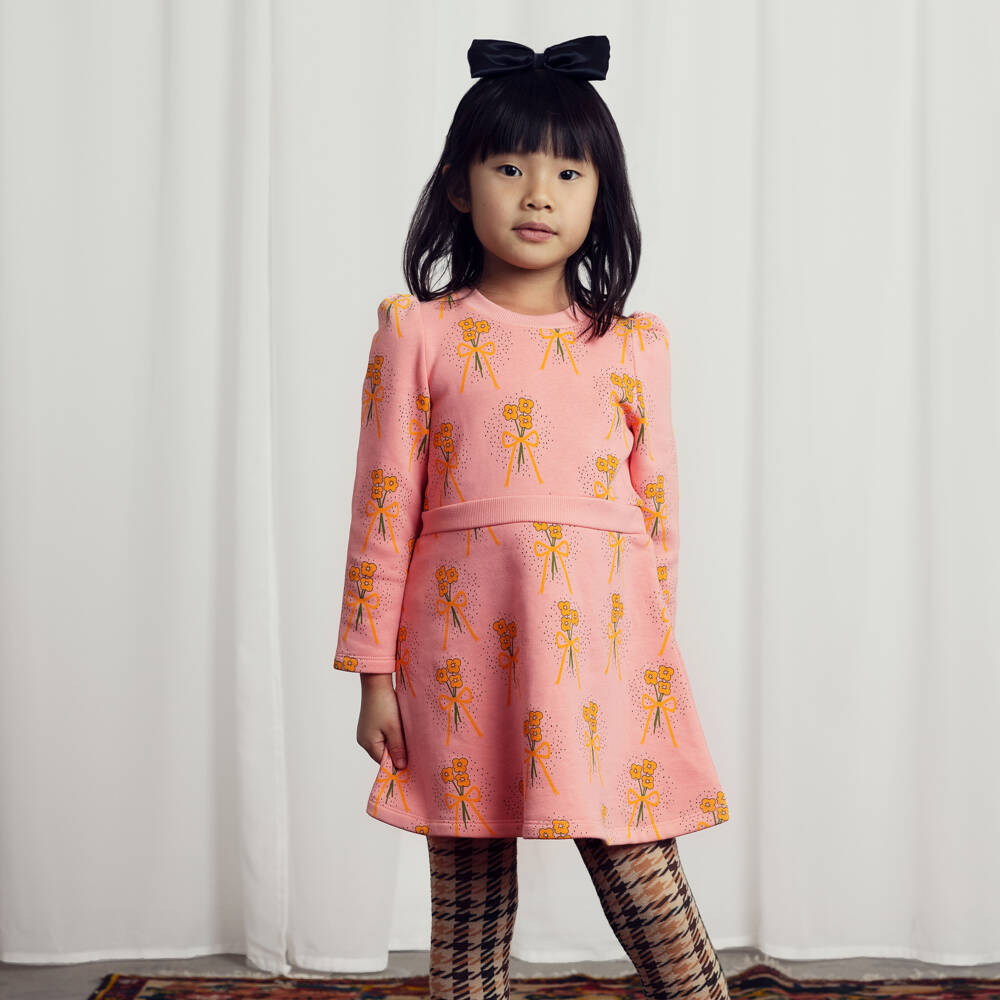 Mini Rodini-Girls Pink Organic Floral Dress | Childrensalon Outlet