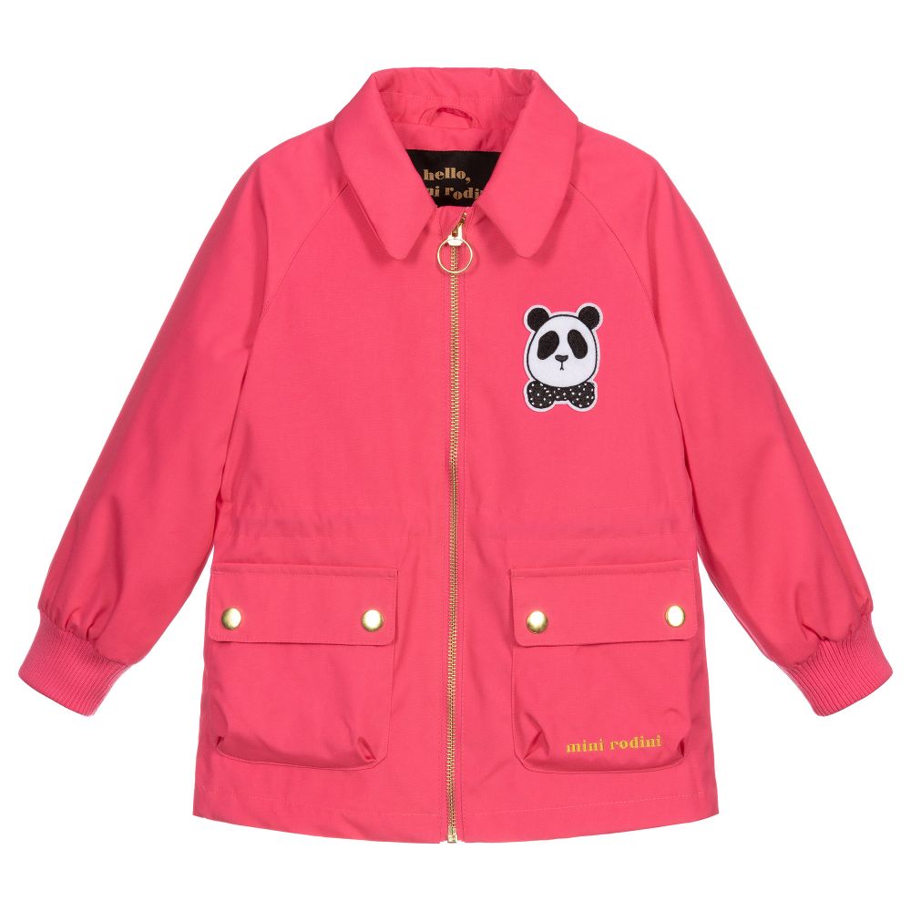 Mini Rodini - Girls Pink Panda Jacket  | Childrensalon
