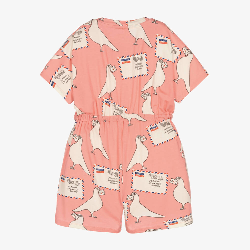 Mini Rodini-Girls Pink Pigeon Playsuit | Childrensalon Outlet