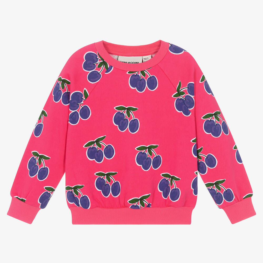 Mini Rodini - Girls Pink Plum Organic Cotton Sweatshirt | Childrensalon