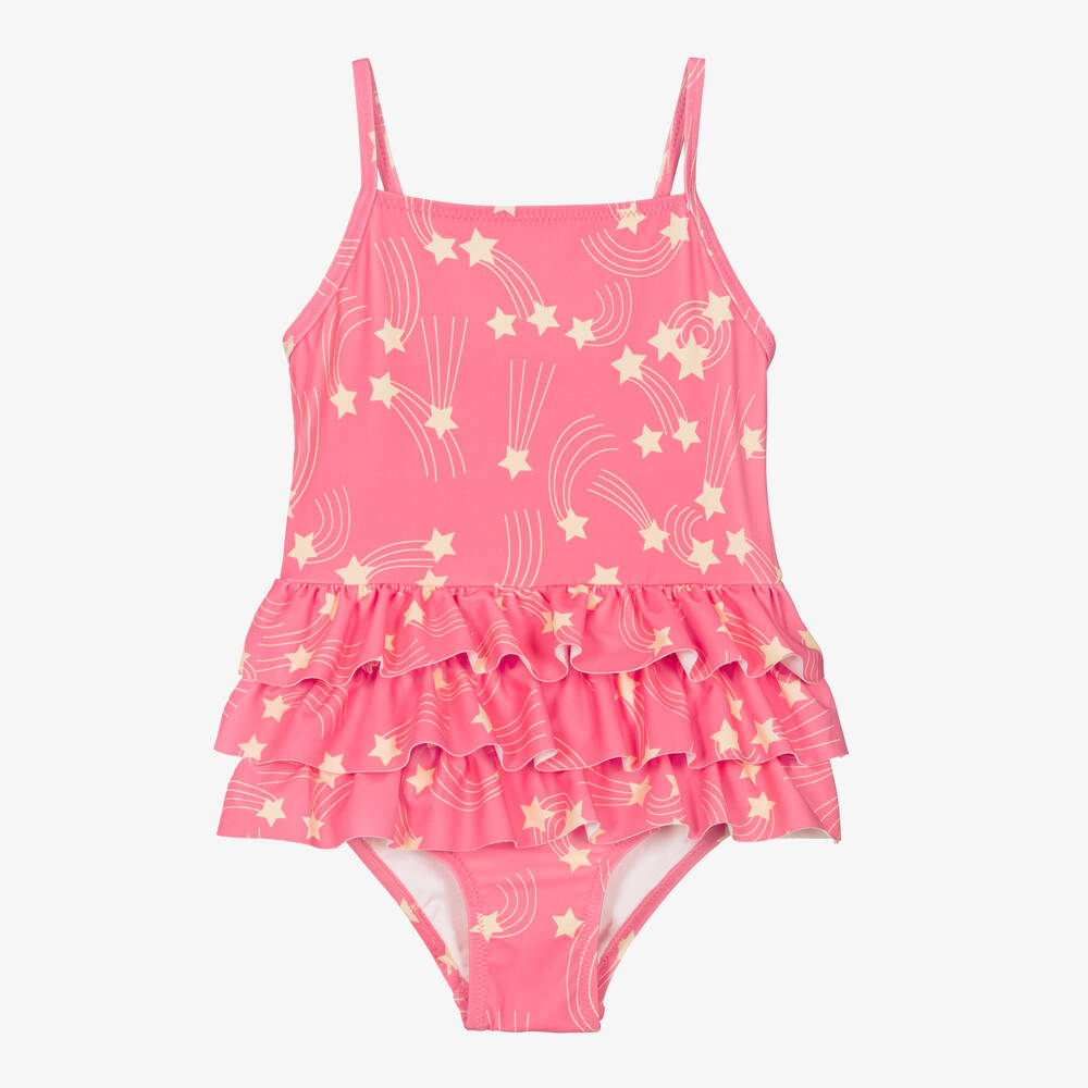 Mini Rodini-Girls Pink Shooting Star Print Swimsuit (UPF 40+) | Childrensalon Outlet