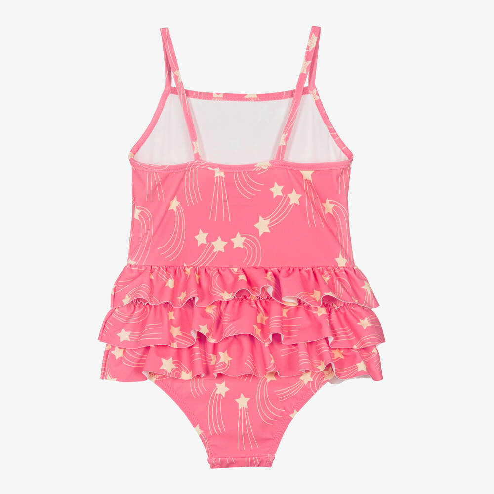 Mini Rodini-Girls Pink Shooting Star Print Swimsuit (UPF 40+) | Childrensalon Outlet