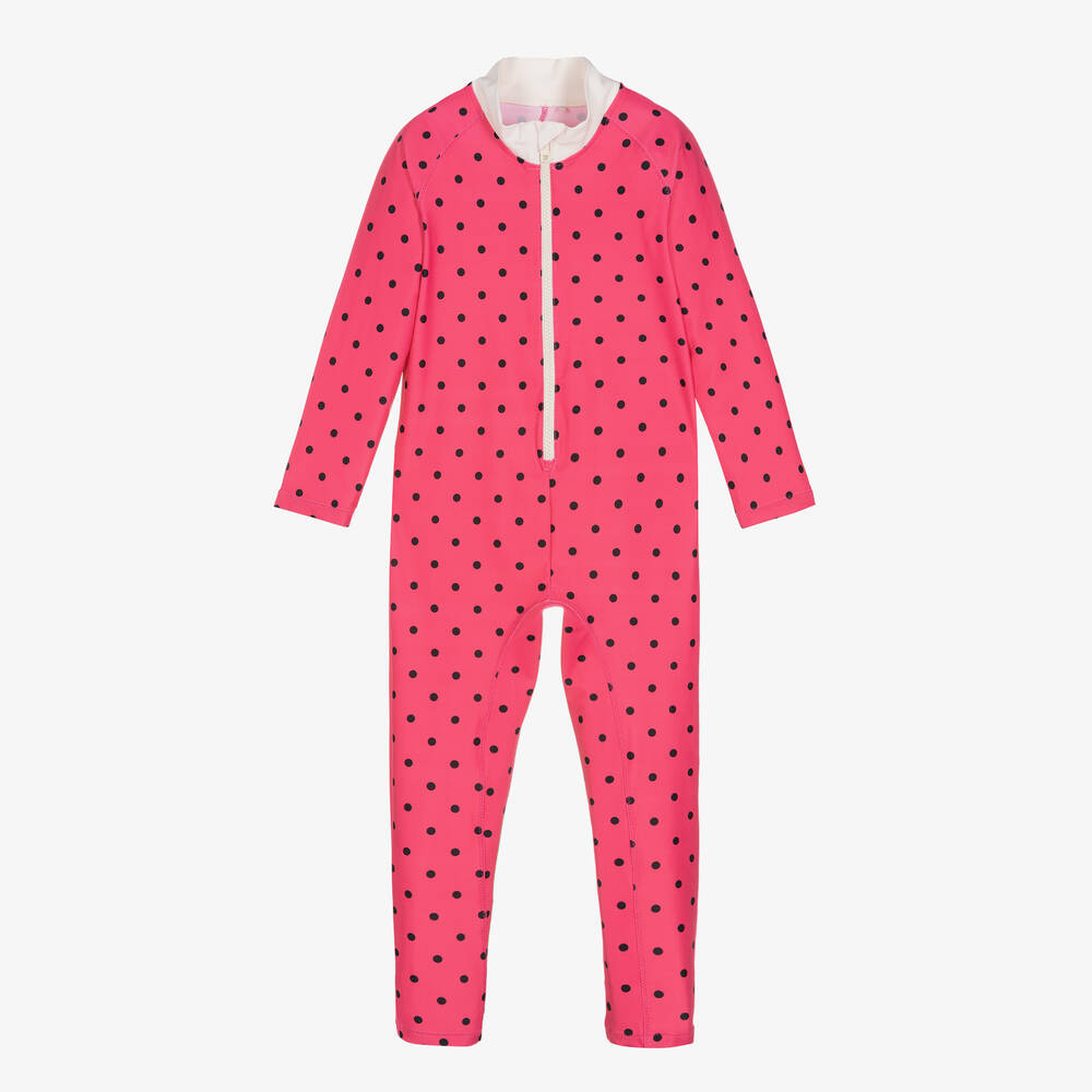 Mini Rodini - Girls Pink Sun Protective Suit (UPF 50+) | Childrensalon