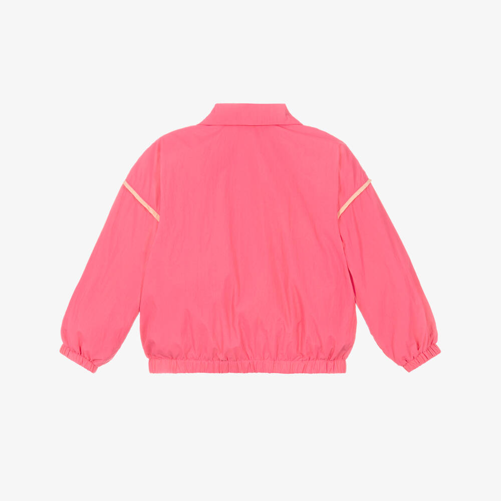 Mini Rodini-Girls Pink Windbreaker Jacket with Planet Logo Patch | Childrensalon Outlet
