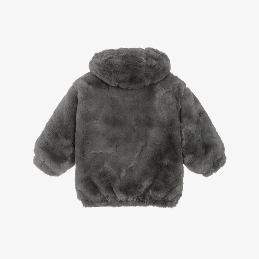 Mini Rodini-Girls Plush Grey Winter Coat | Childrensalon Outlet