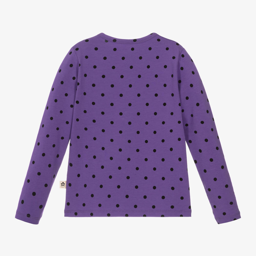 Mini Rodini-Girls Polka Dot Purple Tee | Childrensalon Outlet