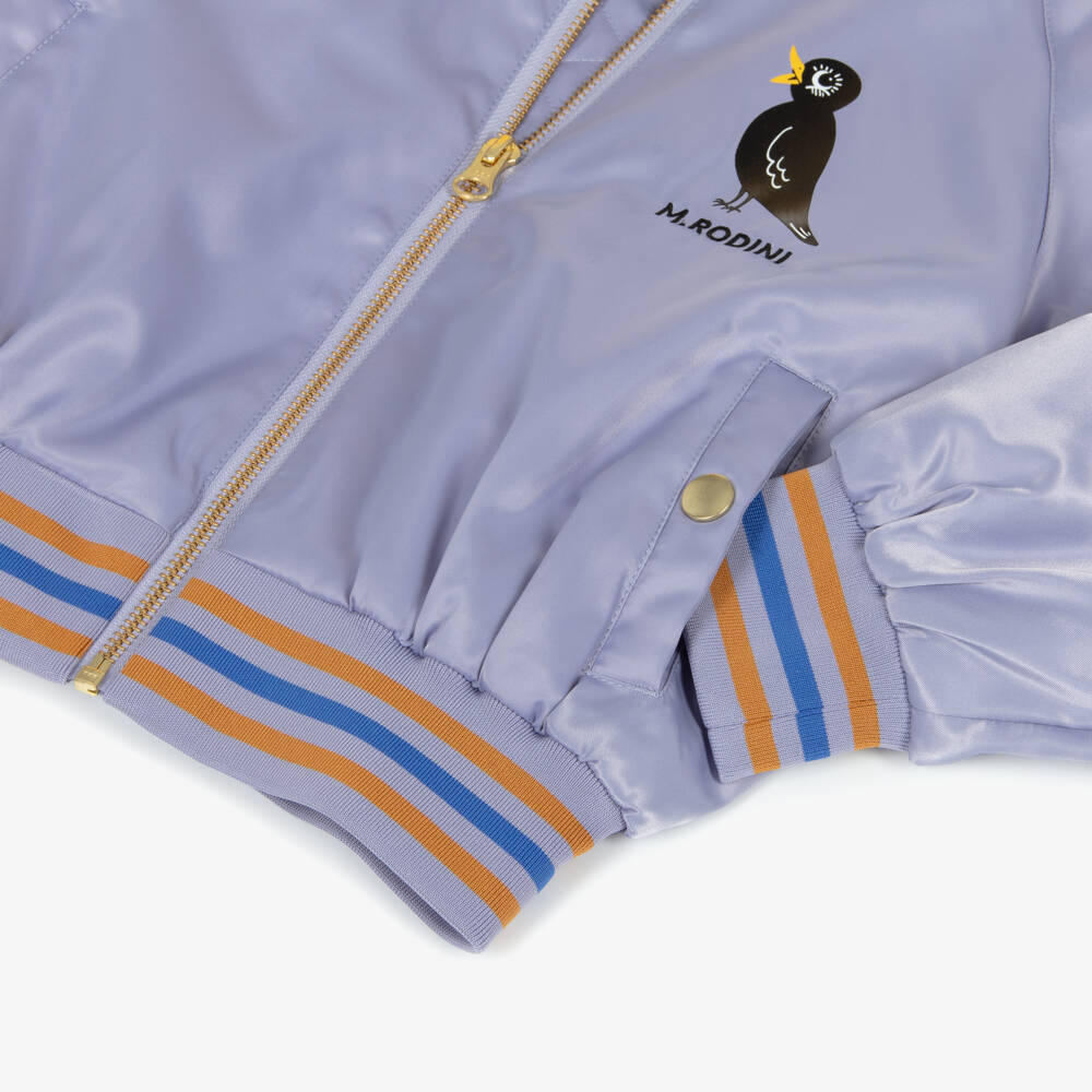 Mini Rodini-Girls Purple Bird Bomber Jacket | Childrensalon Outlet