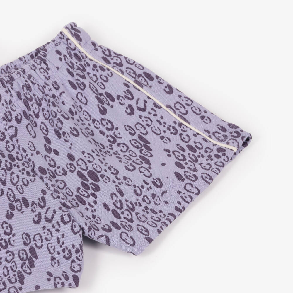 Mini Rodini-Girls Purple Leopard Organic Cotton Shorts | Childrensalon Outlet