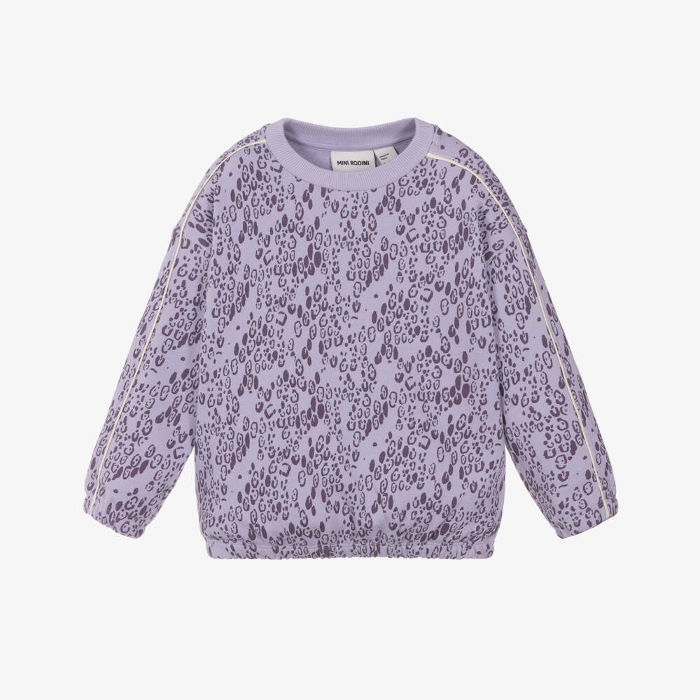 Mini Rodini-Свитшот из хлопка с леопардовым принтом для девочек в лавандовом цвете | Childrensalon Outlet