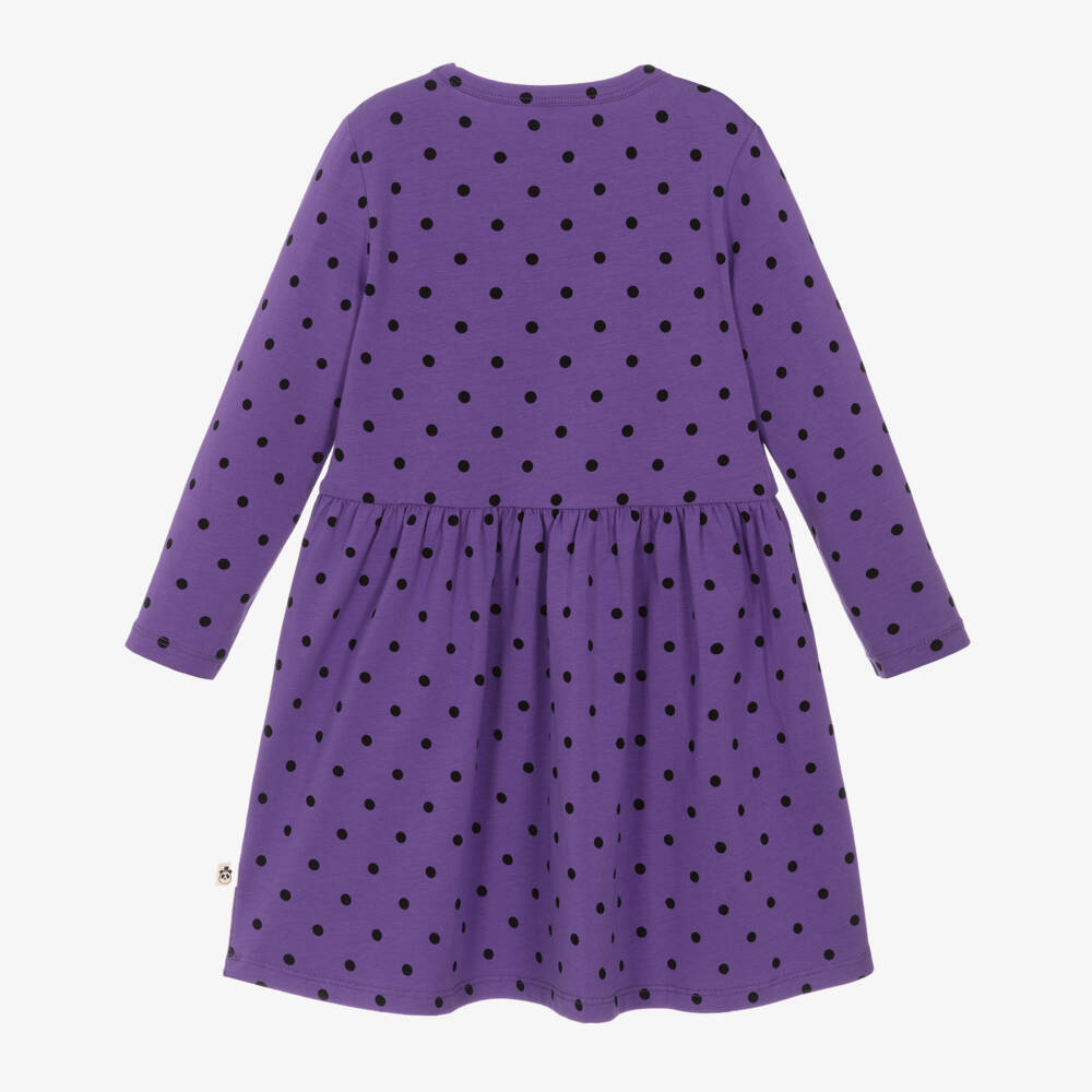 Mini Rodini-Girls Purple Organic Dotty Dress | Childrensalon Outlet