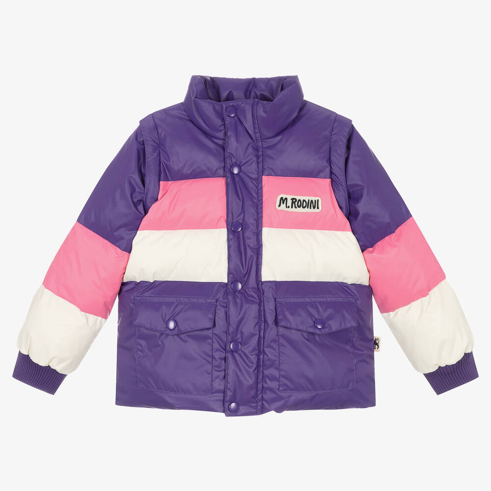 Mini Rodini-Girls Purple & Pink Puffer Jacket | Childrensalon Outlet
