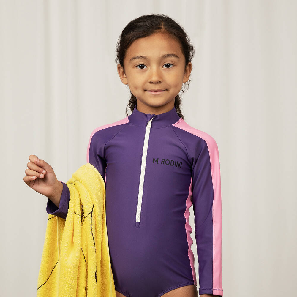 Mini Rodini-Girls Purple & Pink Swimsuit (UPF50+) | Childrensalon Outlet