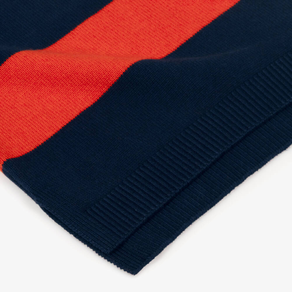 Mini Rodini-Girls Red & Blue Cotton & Wool Knit Rugby Shirt Style Dress | Childrensalon Outlet