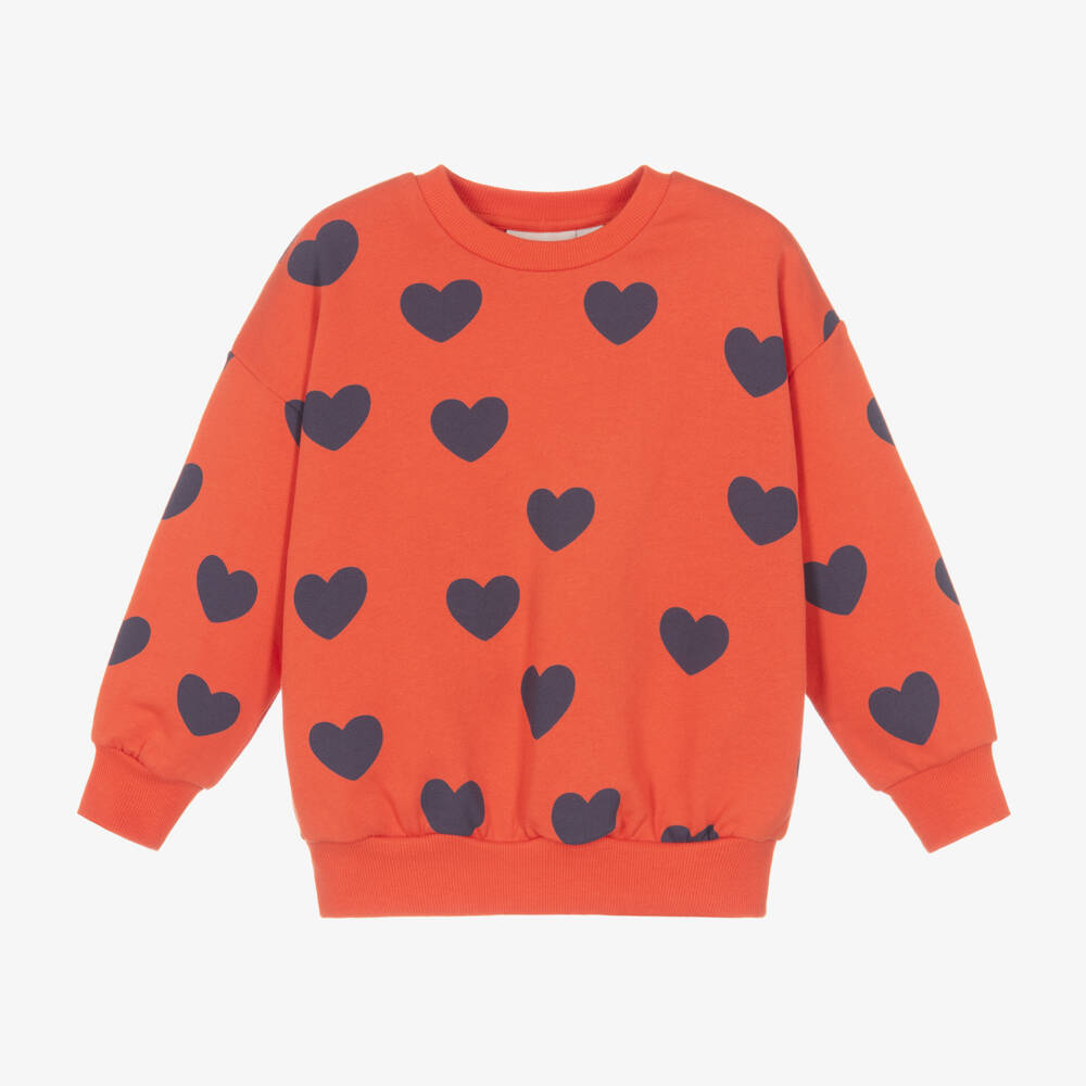 Mini Rodini-Girls Red Heart Pattern Sweatshirt | Childrensalon Outlet