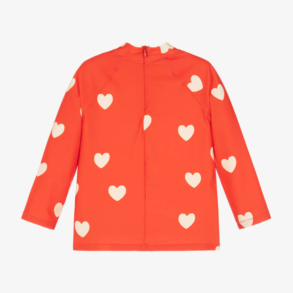 Mini Rodini-Girls Red Heart Swim Shirt | Childrensalon Outlet