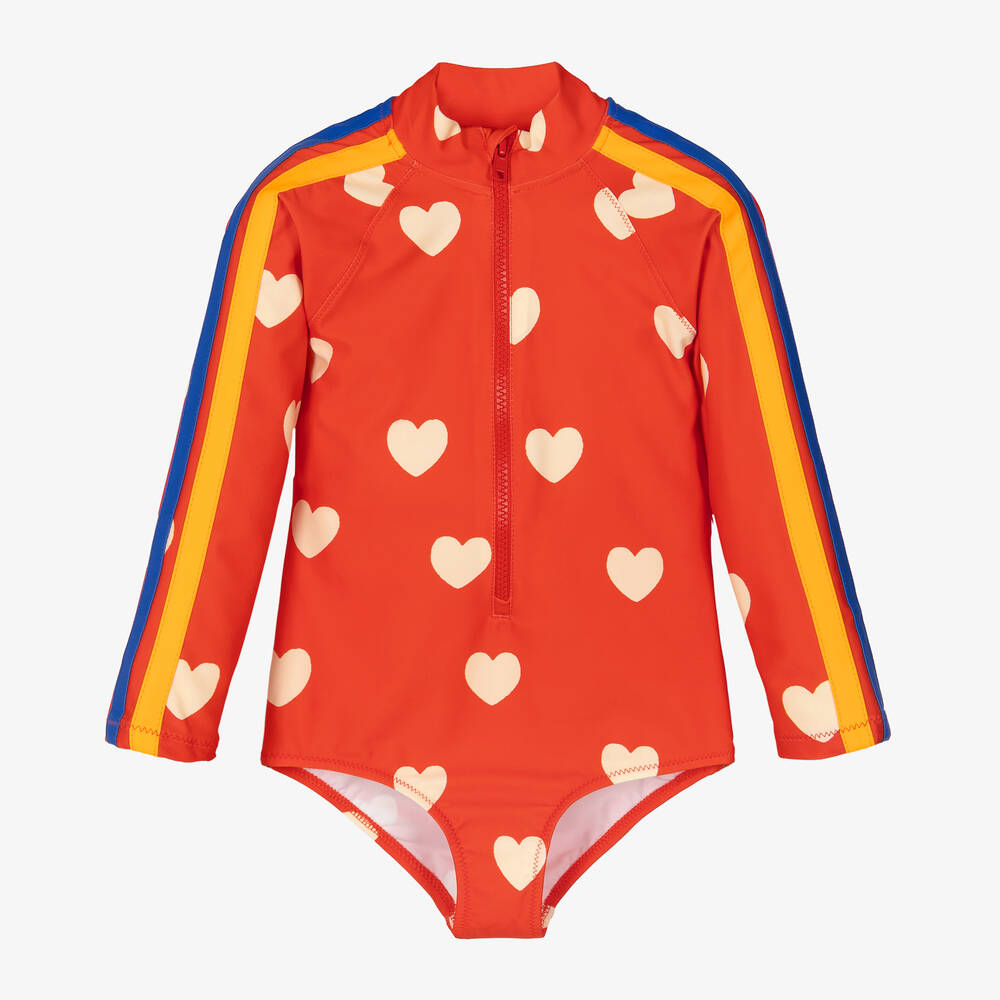 Mini Rodini-Girls Red Heart Swimsuit (UPF50+) | Childrensalon Outlet