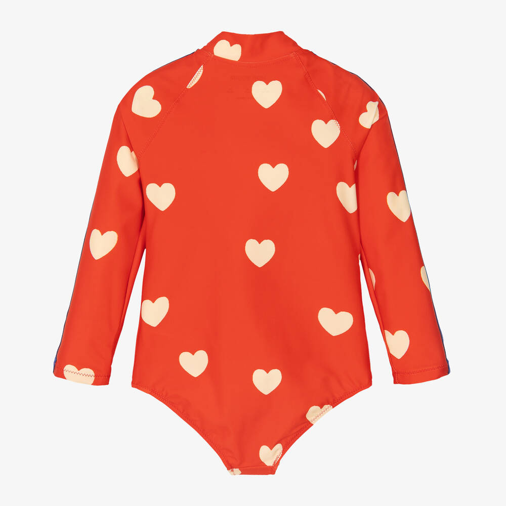 Mini Rodini-Girls Red Heart Swimsuit (UPF50+) | Childrensalon Outlet