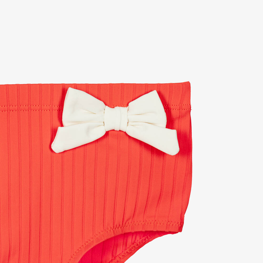 Mini Rodini-Girls Red High Waisted Bikini Bottoms with Bows | Childrensalon Outlet