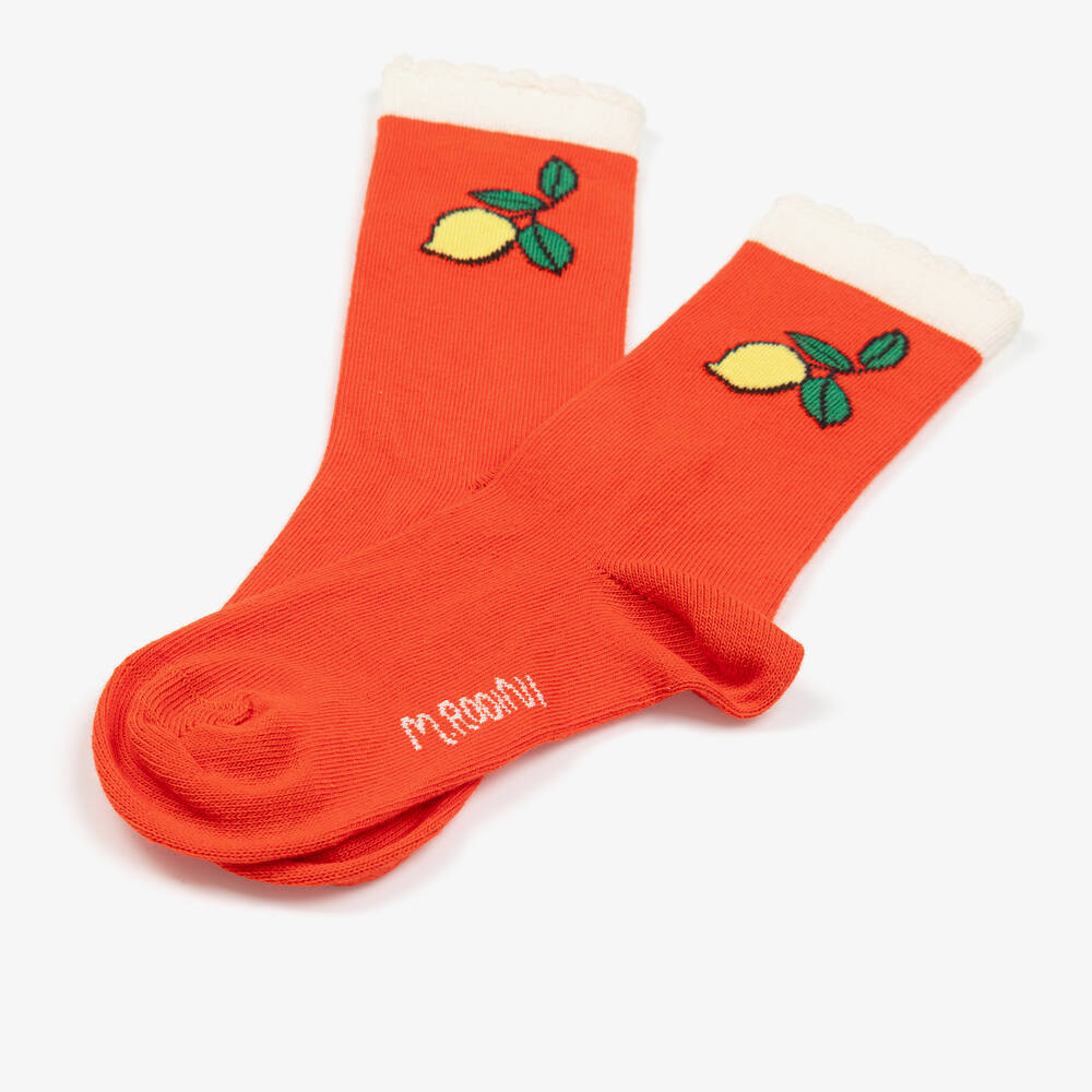 ميني روديني-جوارب للكاحل بطبعة ليمون قطن محبوك لون أحمر | Childrensalon Outlet