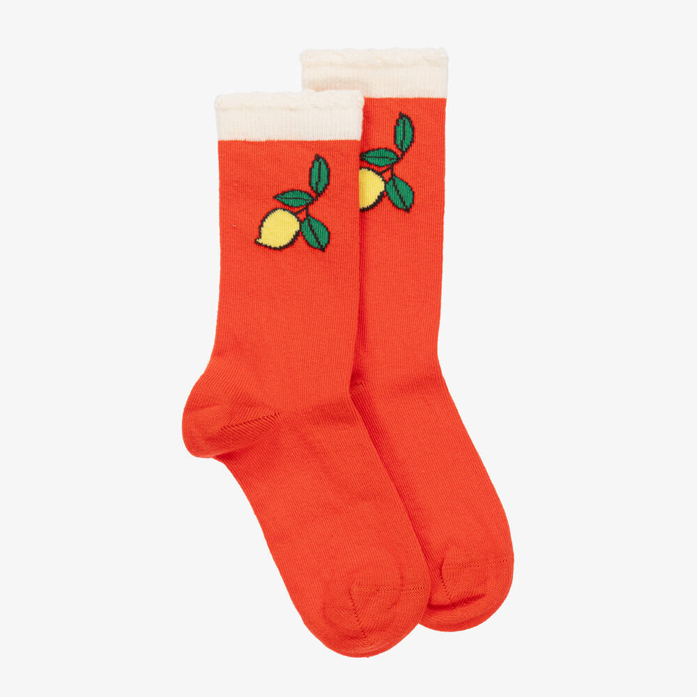 Mini Rodini - Socquettes rouges à citron fille | Childrensalon