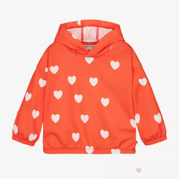Mini Rodini-Girls Red Love Heart Hoodie | Childrensalon Outlet