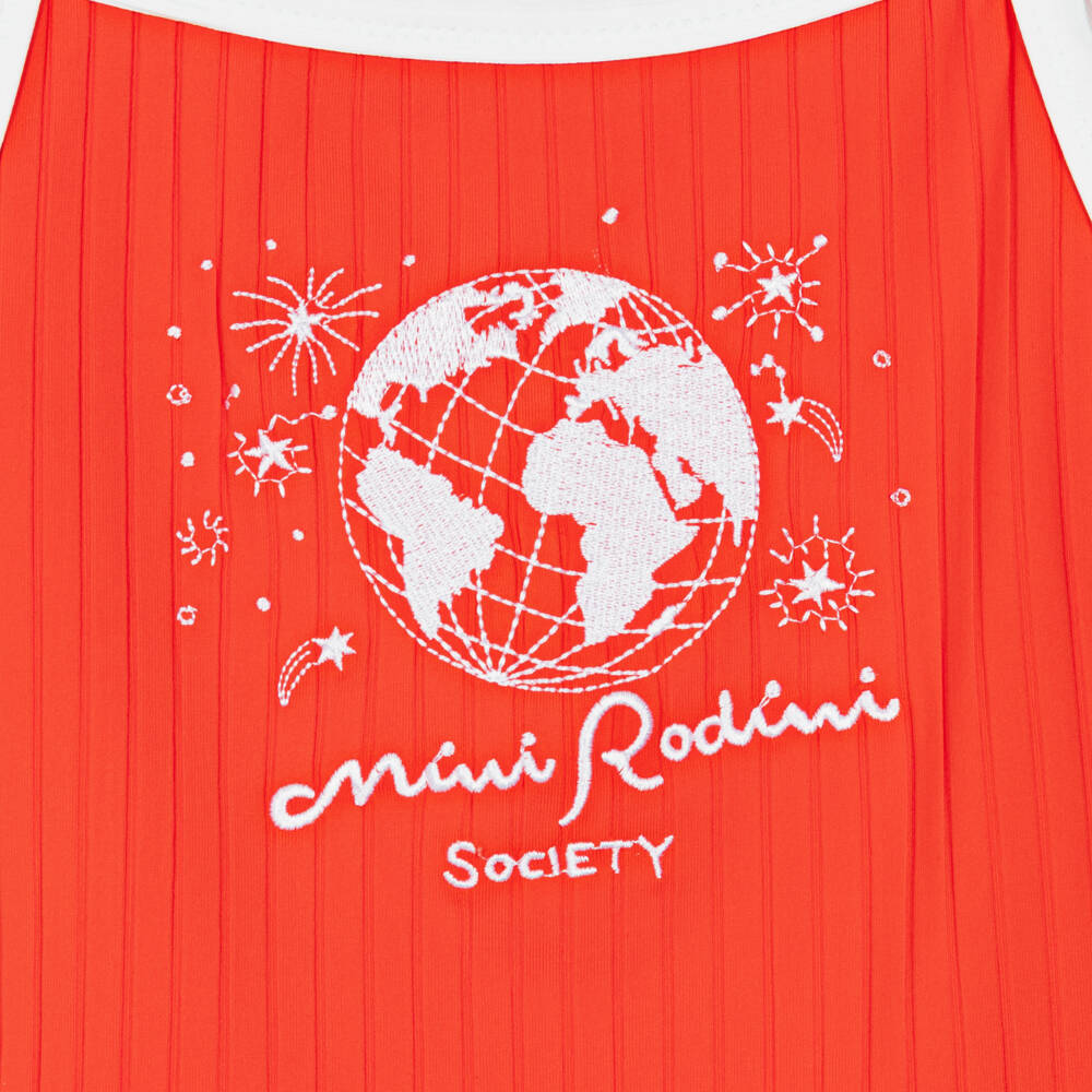 Mini Rodini-Girls Red Mini Rodini Society Swim Top (UPF 40+) | Childrensalon Outlet