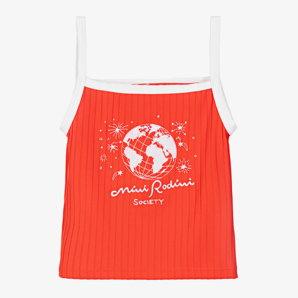Mini Rodini-Girls Red Mini Rodini Society Swim Top (UPF 40+) | Childrensalon Outlet