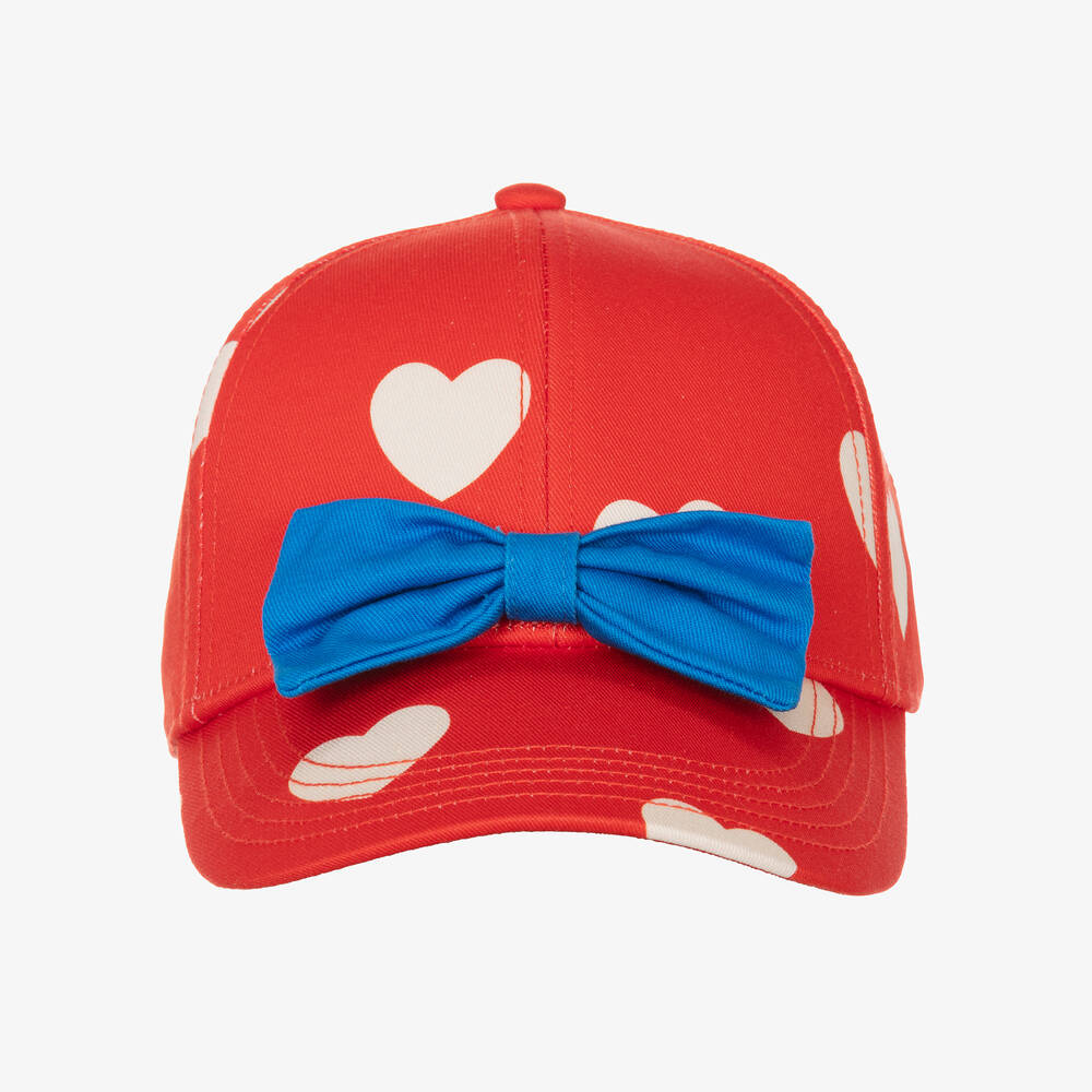 Mini Rodini-Girls Red Organic Cotton Hearts Cap | Childrensalon Outlet