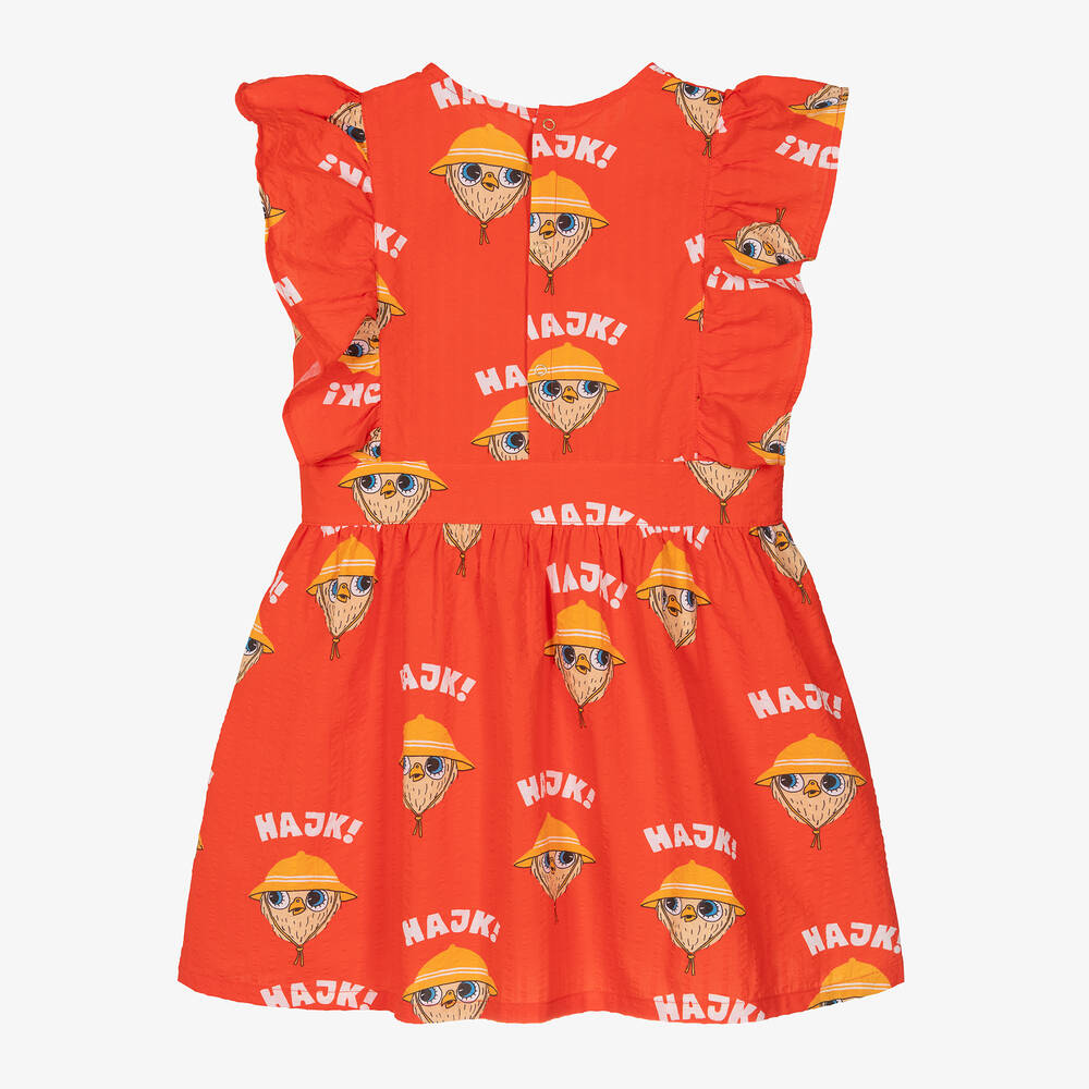 Mini Rodini-Girls Red Organic Cotton Owl Dress | Childrensalon Outlet